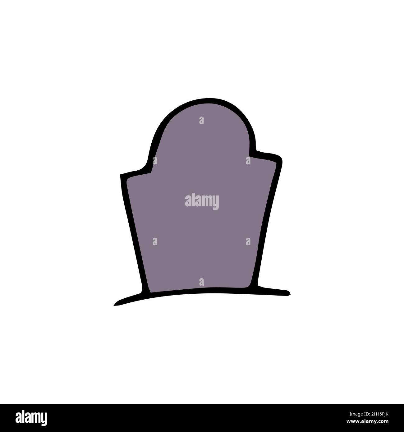 Vector doodle tomb. Gray color grave isolated on white background. Sketch Headstone on the graveyard. RIP sign. Cartoon cemetery landscape. Symbol of Stock Vector