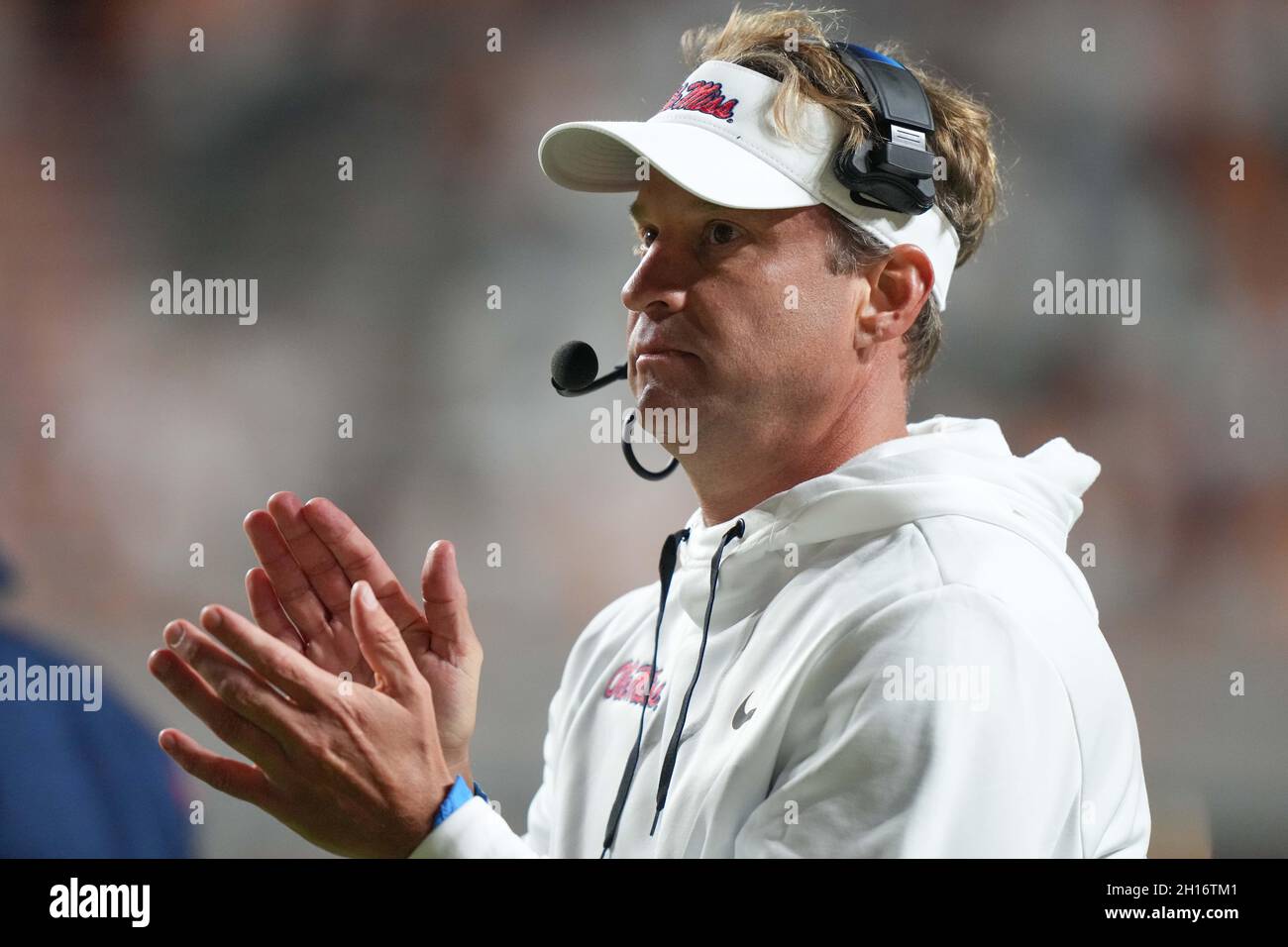 October 16, 2021: head coach Lane Kiffin of the Mississippi Rebels during the NCAA football game between the University of Tennessee Volunteers and the Ole Miss Rebels at Neyland Stadium in Knoxville TN Tim Gangloff/CSM Stock Photo