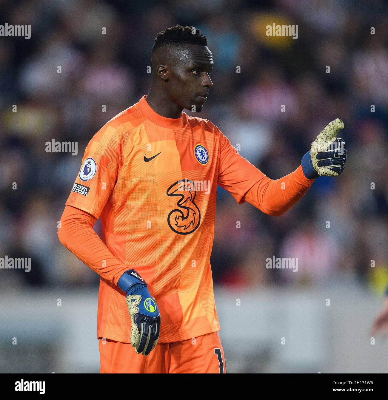 London, UK. 16th Oct, 2021. 16 October 2021 - Brentford v Chelsea - Premier League - Brentford Community Stadium Chelsea's Edouard Mendy during the match at the Brentford Community Stadium. Picture Credit : Credit: Mark Pain/Alamy Live News Stock Photo
