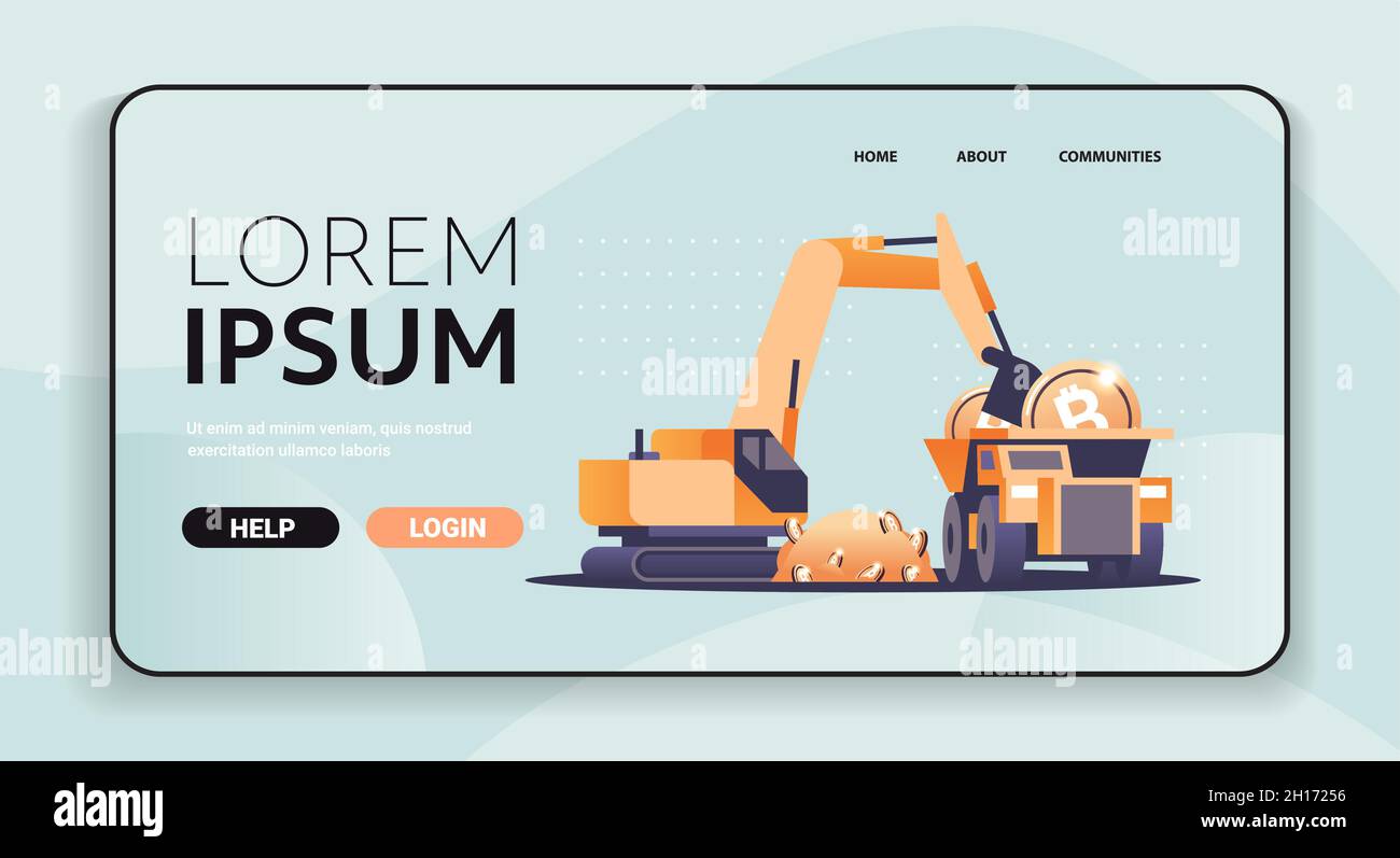 excavator loading bitcoins on heavy truck mining transport golden coin  digital money production cryptocurrency blockchain Stock Vector Image & Art  - Alamy