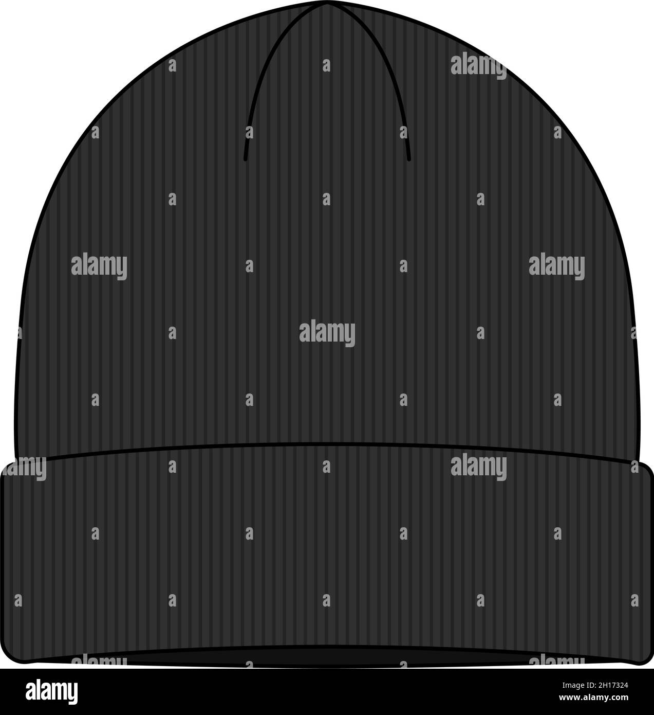 Beanie hat (knit cap)  template vector illustration | Black Stock Vector