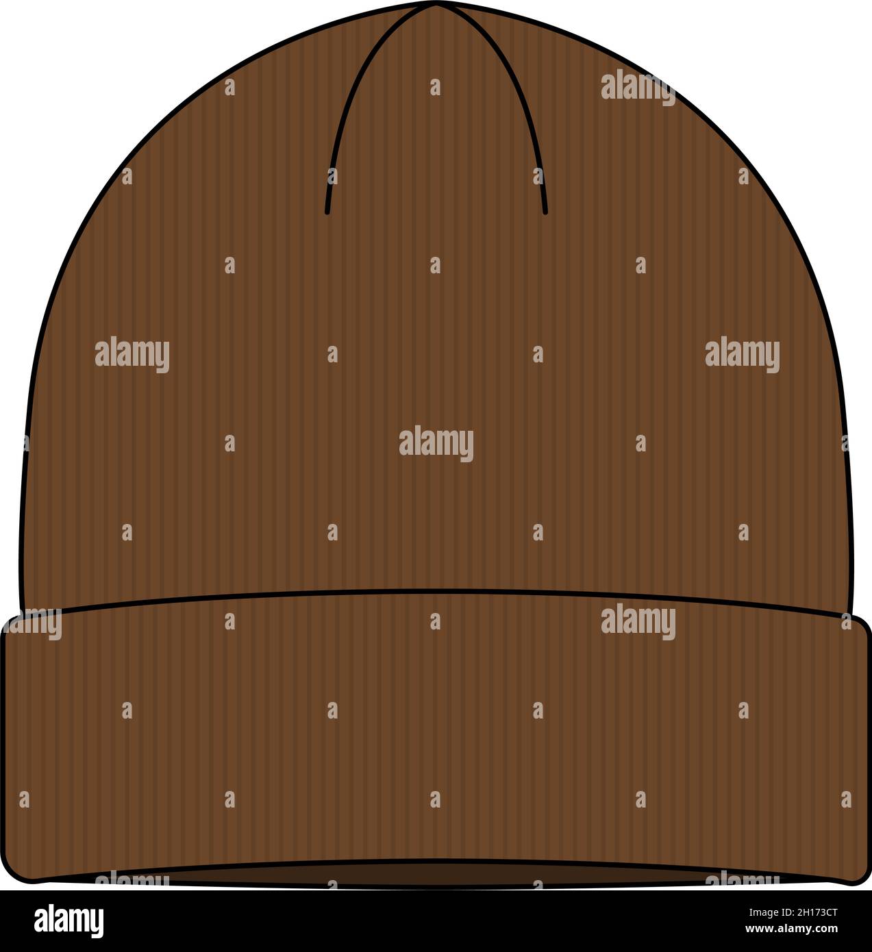 Beanie hat (knit cap)  template vector illustration | Brown Stock Vector