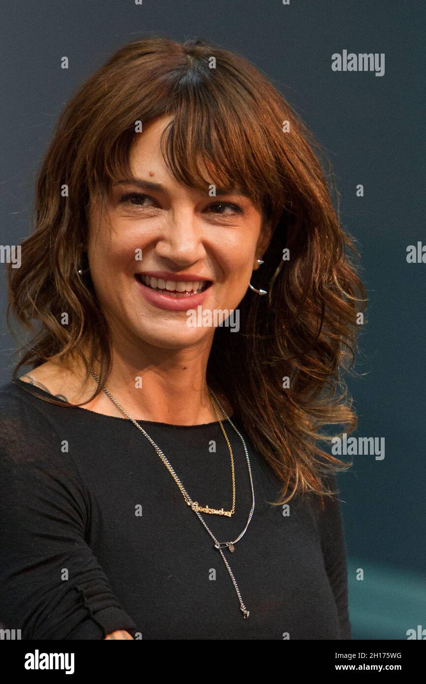 Torino, Italy. 16th October 2021. Italian actress Asia Argento is guest of 2021 Turin Book Fair. Stock Photo