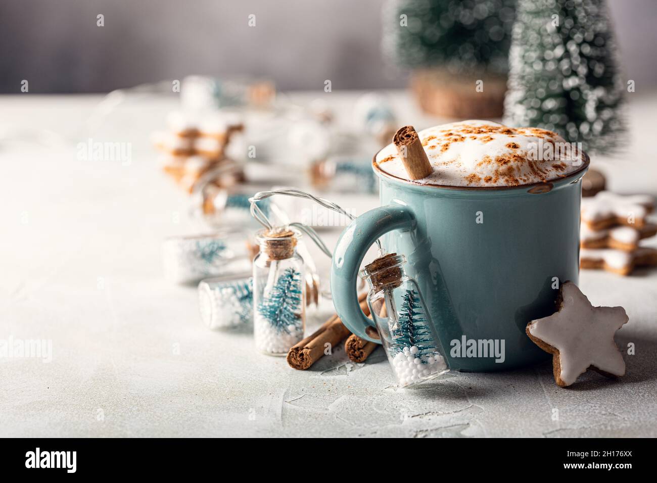 Aromatic cocoa drink with cinnamon and chocolate Stock Photo