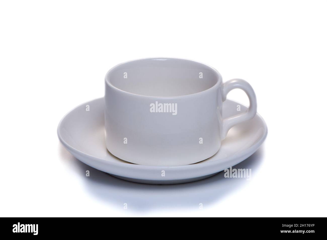 white coffee cup with saucer on white isolated background Stock Photo ...