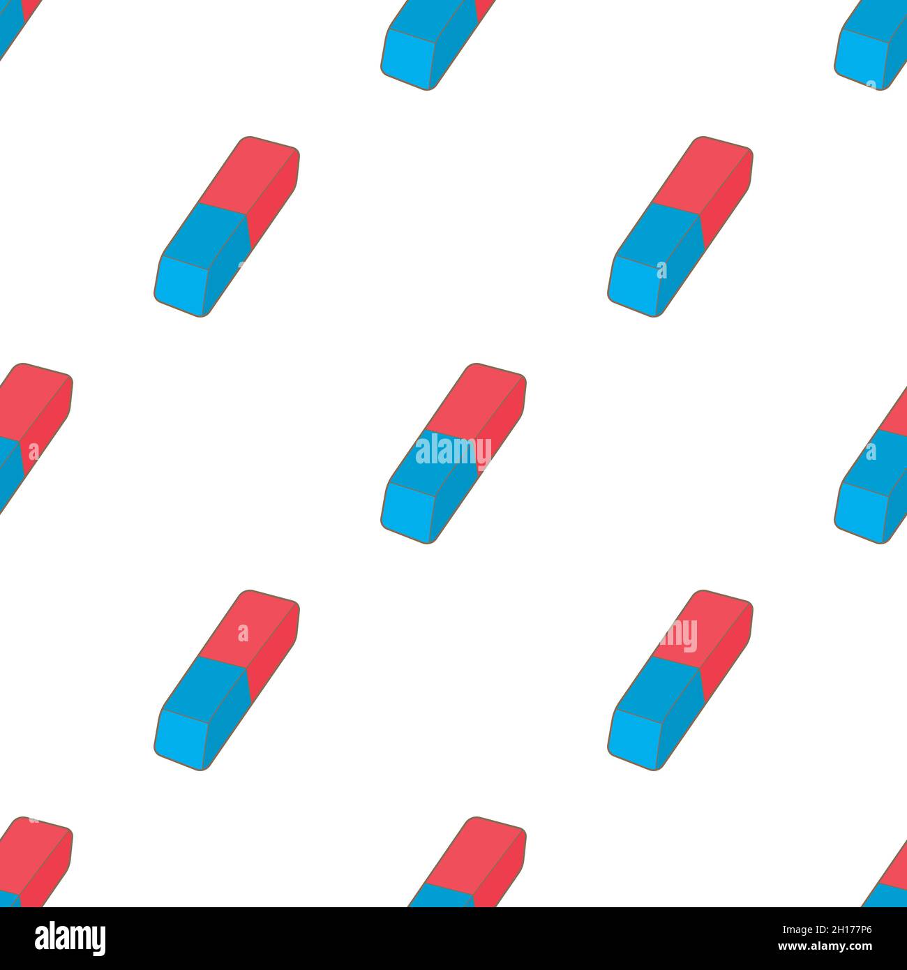 Blue and red rubber pencil eraser pattern seamless background texture