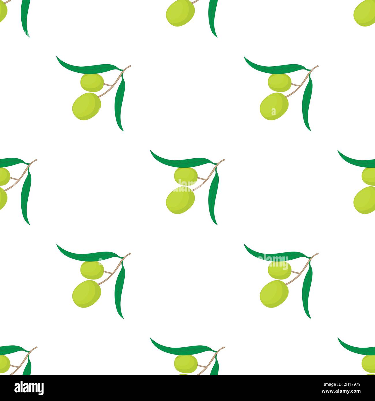 Olives on branch with leaves pattern seamless background texture repeat wallpaper geometric vector Stock Vector