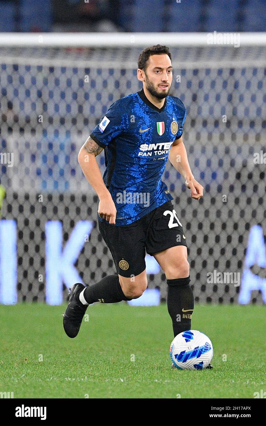 Hakan Calhanoglu (FC Inter) during the Italian Football Championship League  A 2021/2022 match between SS Lazio vs FC Internazionale at the Olimpic St  Stock Photo - Alamy