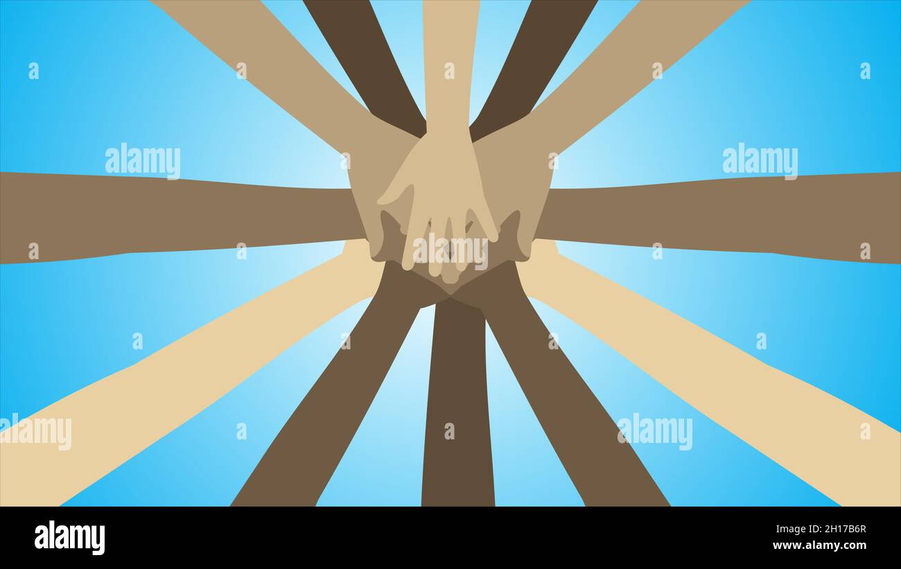 Hands of diverse group of people putting together Stock Vector Image ...
