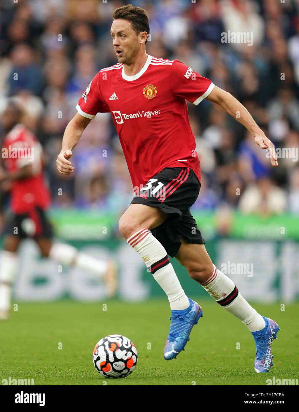 Manchester United's Nemanja Matic during the Premier League match at the King Power Stadium, Leicester. Picture date: Saturday October 16, 2021. Stock Photo
