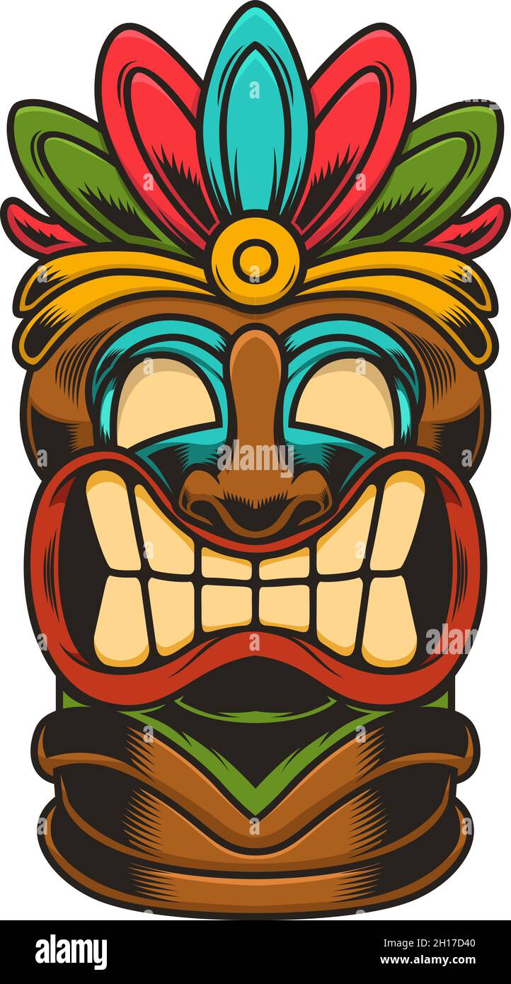 Illustration of tiki idol. Design element for logo, label, sign, poster ...