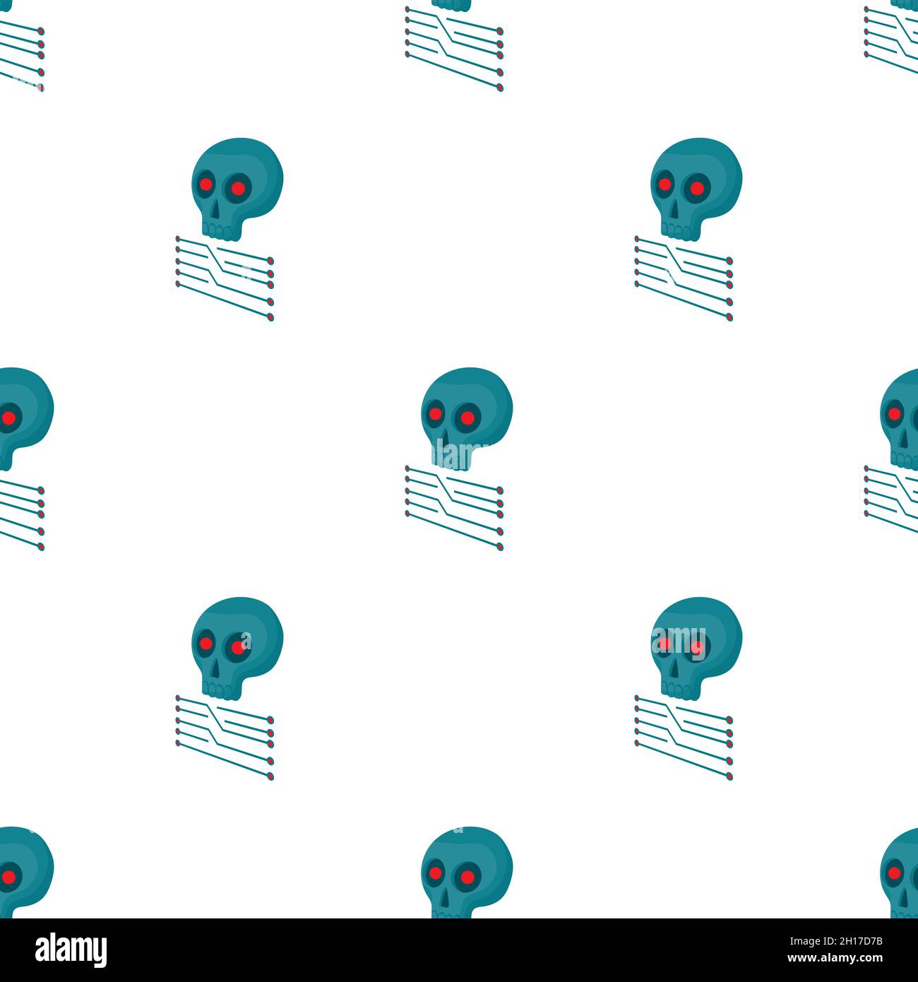 CPU with a skull pattern seamless background texture repeat wallpaper geometric vector Stock Vector
