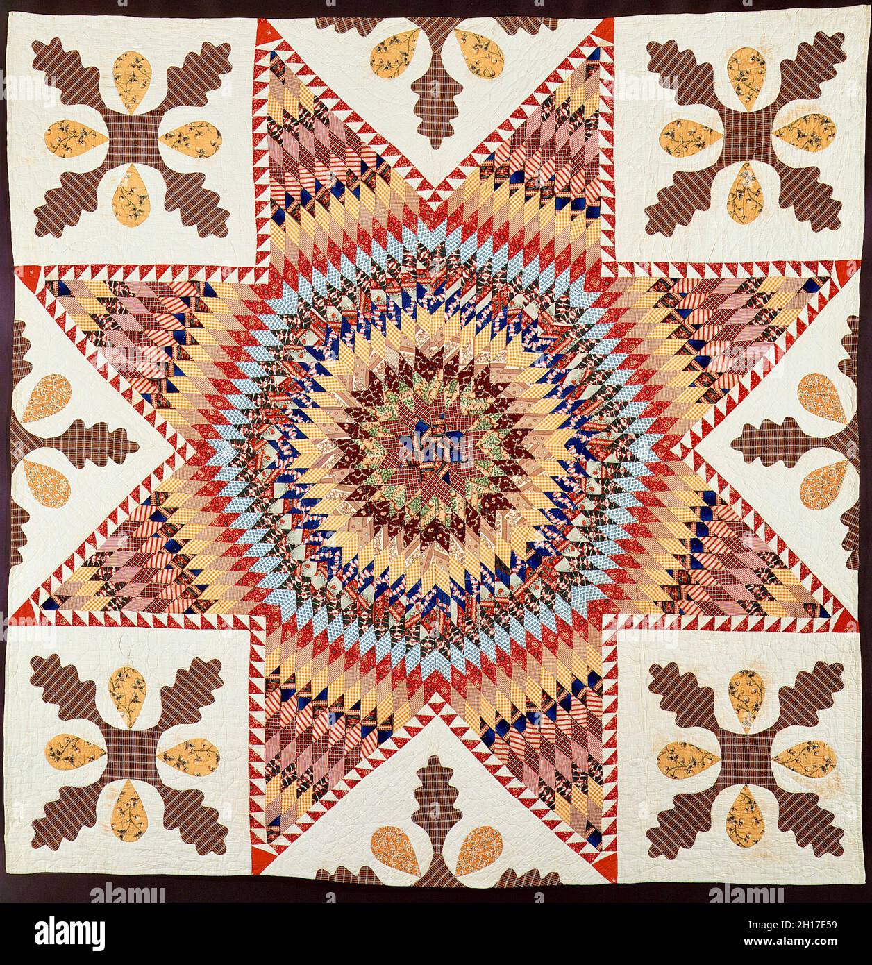 Star of Bethlehem Cotton Quilt by Members of the Congregation of the First Baptist Church, Perth Amboy, New Jersey, USA - circa 1845-1848 Stock Photo