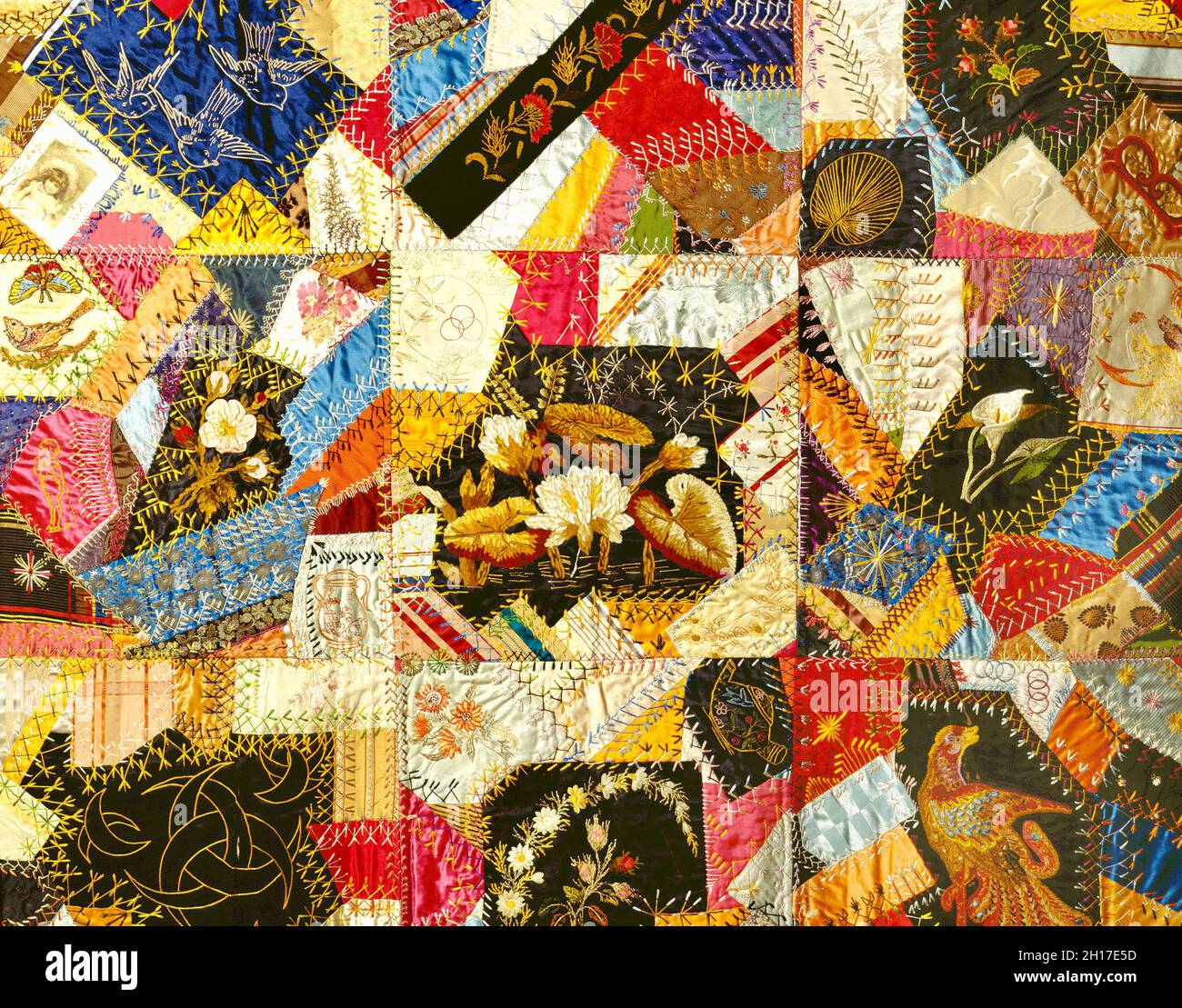 Crazy Silk Quilt by Mrs Brown 1890 Stock Photo Alamy
