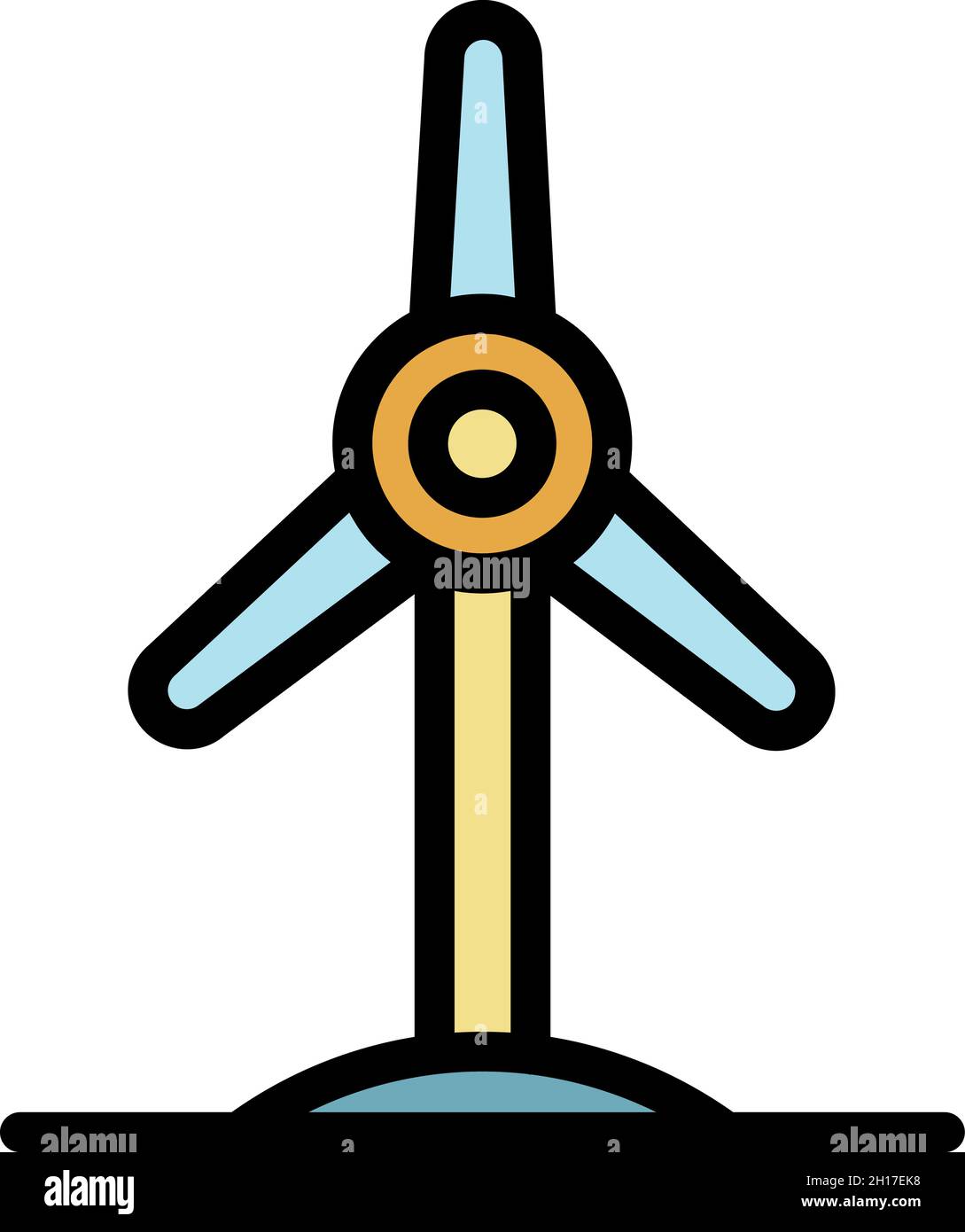 Wind turbine icon. Outline wind turbine vector icon color flat isolated ...