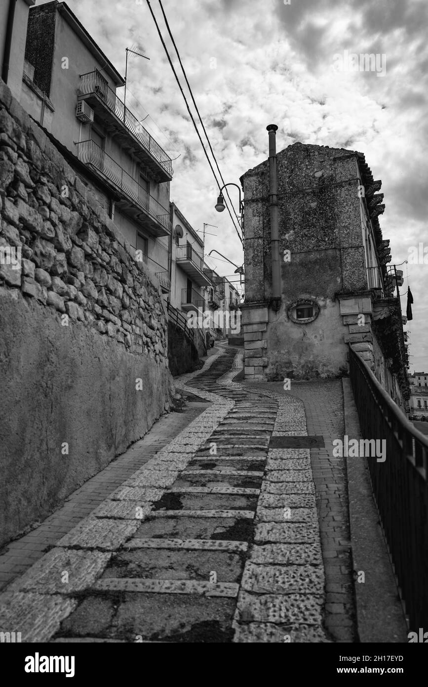 Modica: salita e via Calamezzana Stock Photo