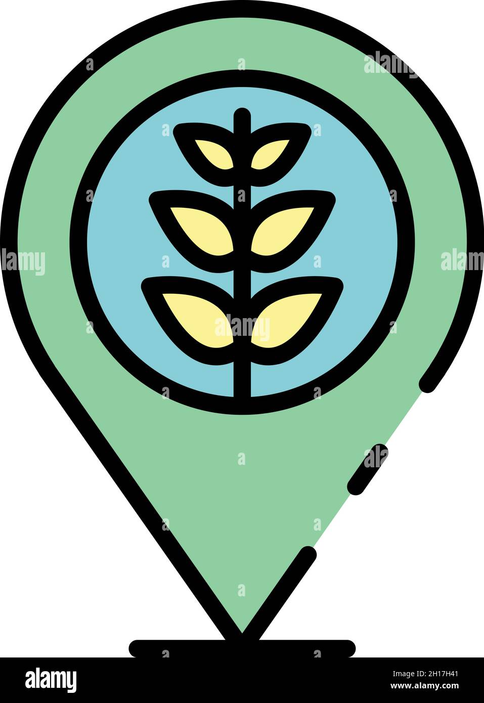 Plant pin map icon. Outline plant pin map vector icon color flat ...