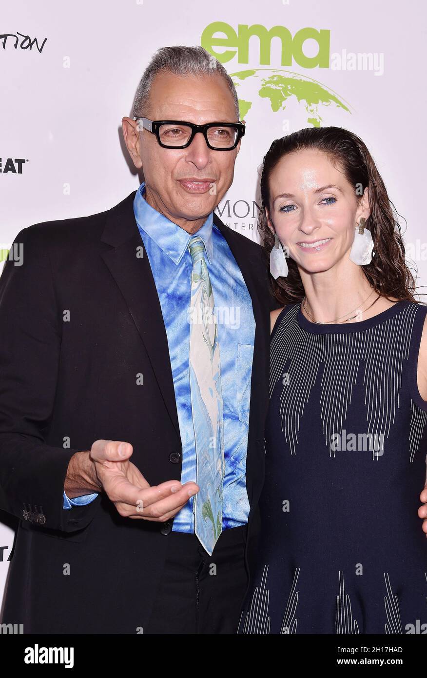 LOS ANGELES, CA - OCTOBER 16: Jeff Goldblum (L) and Emilie Livingston attend the Environmental Media Association (EMA) Awards Gala at GEARBOX LA on Oc Stock Photo