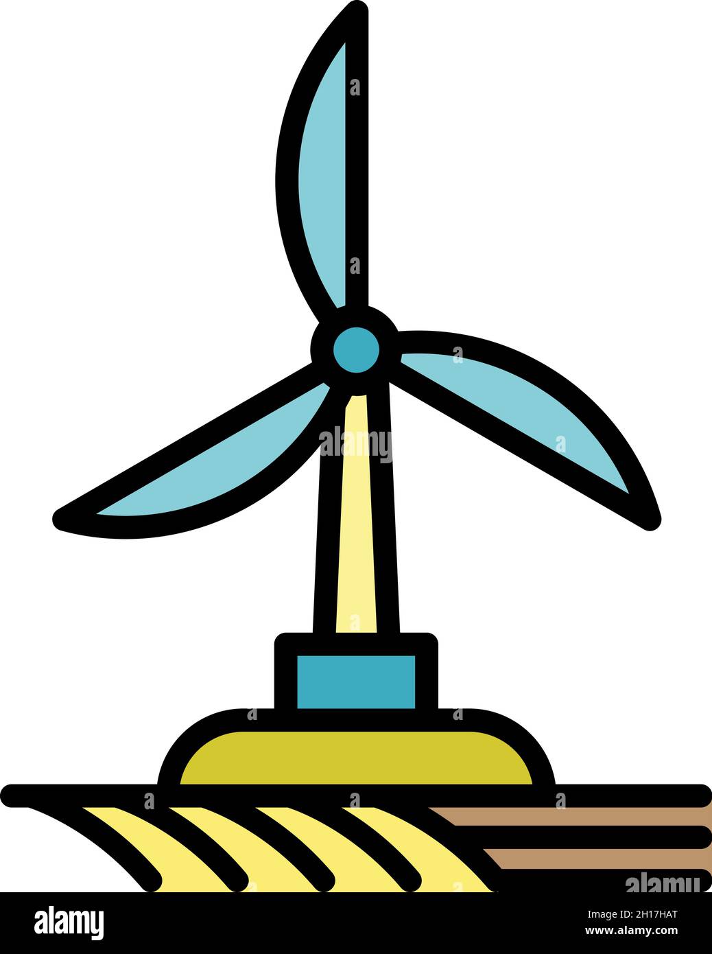 Field wind turbine icon. Outline field wind turbine vector icon color ...