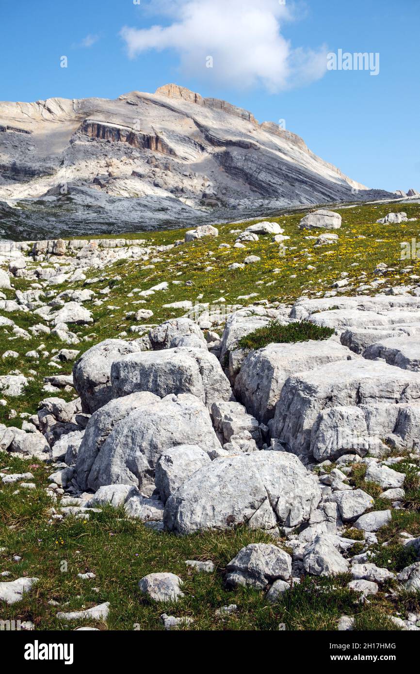 Karst landscape Sas dle Crusc mountain group. Sasso delle Dieci. The Dolomites of Fanes-Senes-Braies nature park. Italian Alps. Europe Stock Photo - Alamy