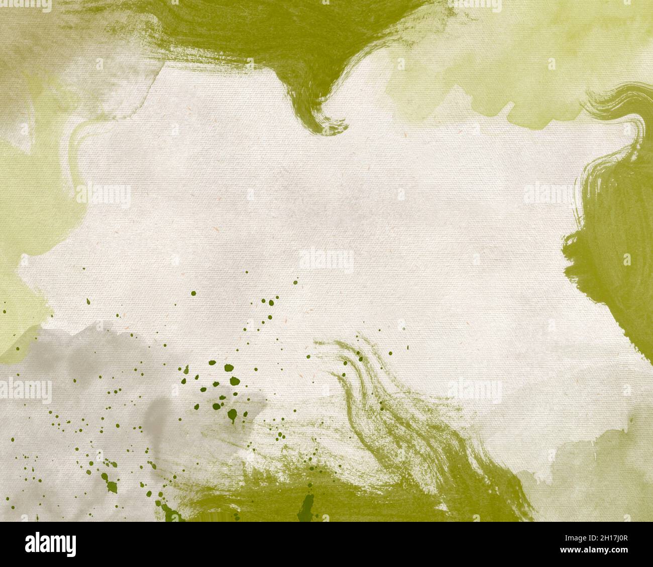 Abstract watercolor seaweed frame art paint background, brush strokes paint texture Stock Photo