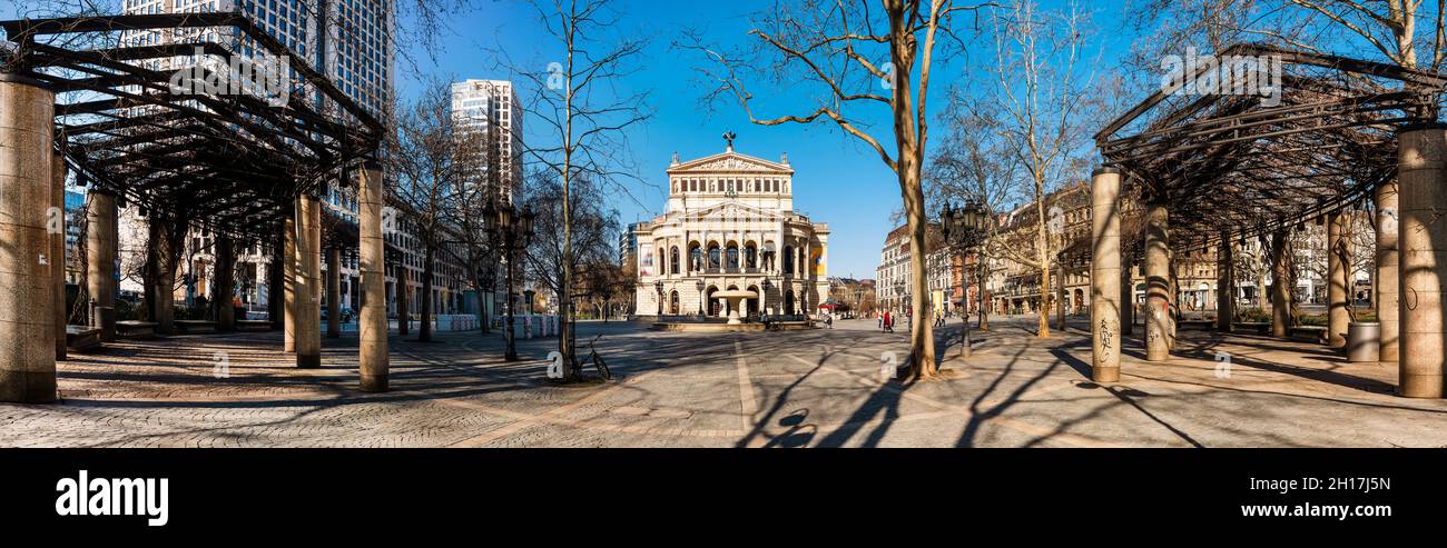 Panoramic view of the Alte Oper - old opera house, a landmark concert hall in Frankfurt am Main, Germany. Stock Photo