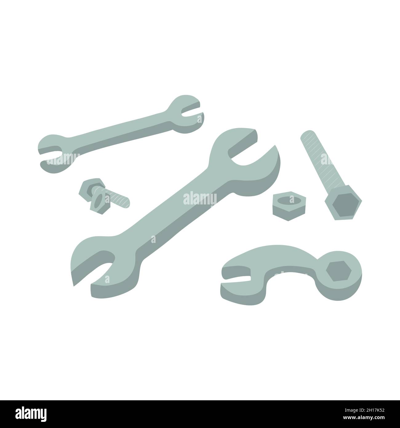 wrenches, bolts and nuts. flat design illustration Stock Vector
