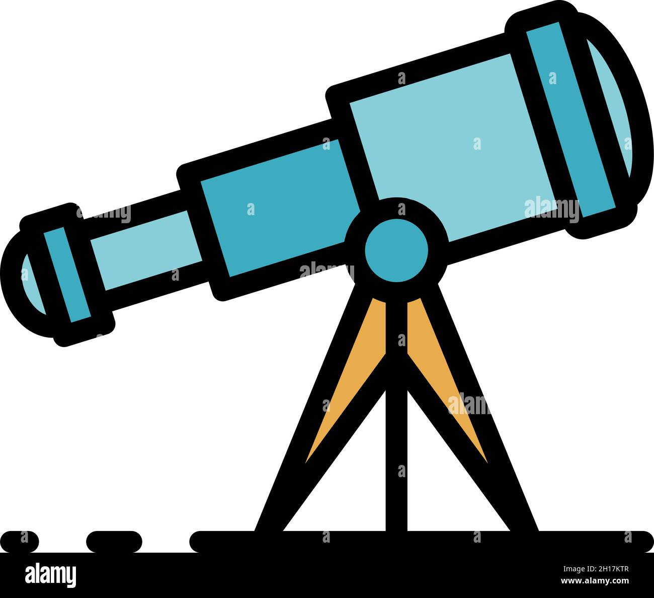 Telescope icon. Outline telescope vector icon color flat isolated Stock Vector