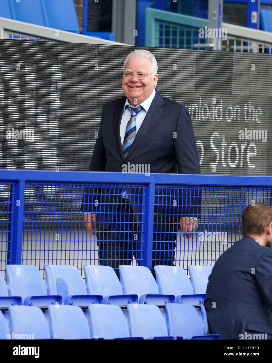 Former Everton Chairman Bill Kenwright prior to the Premier League match at Goodison Park, Liverpool. Picture date: Sunday October 17, 2021. Stock Photo