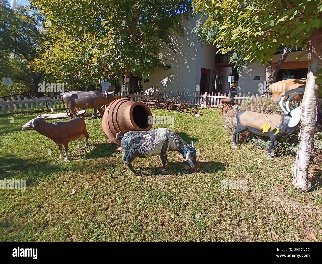 A shot of farmland with grazing sheep Stock Photo - Alamy