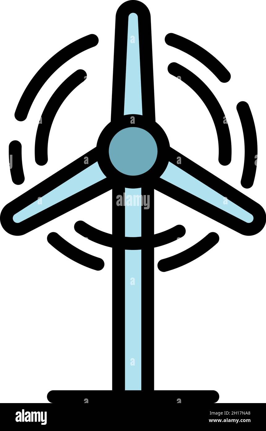 Wind turbine icon. Outline wind turbine vector icon color flat isolated ...
