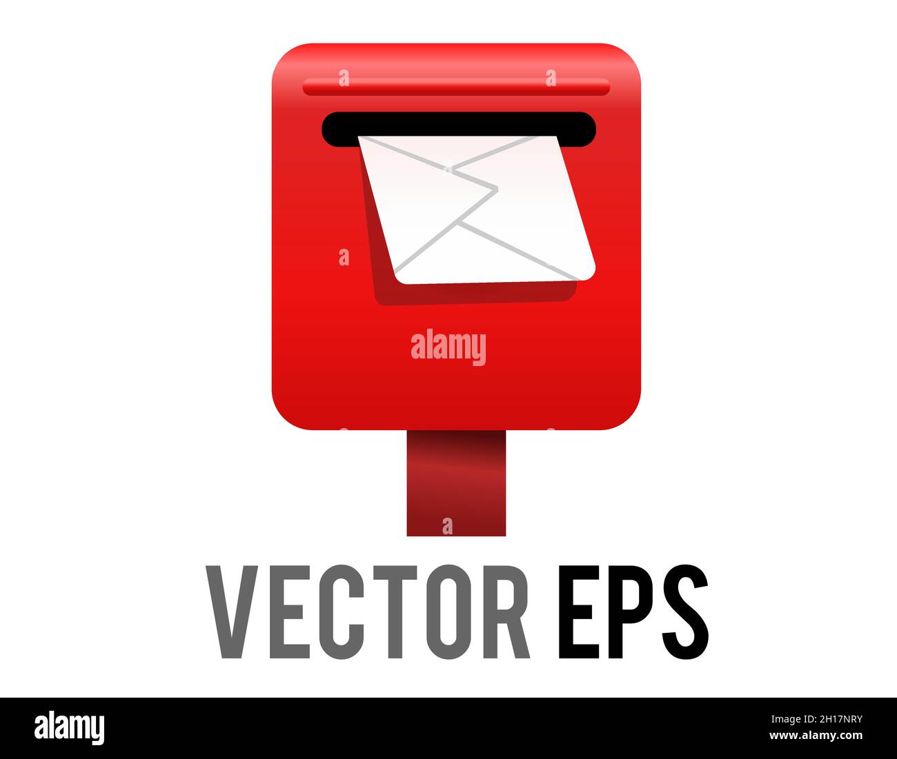 The isolated vector red Japan public mailbox, postbox, letterbox icon with white letter or envelope Stock Vector