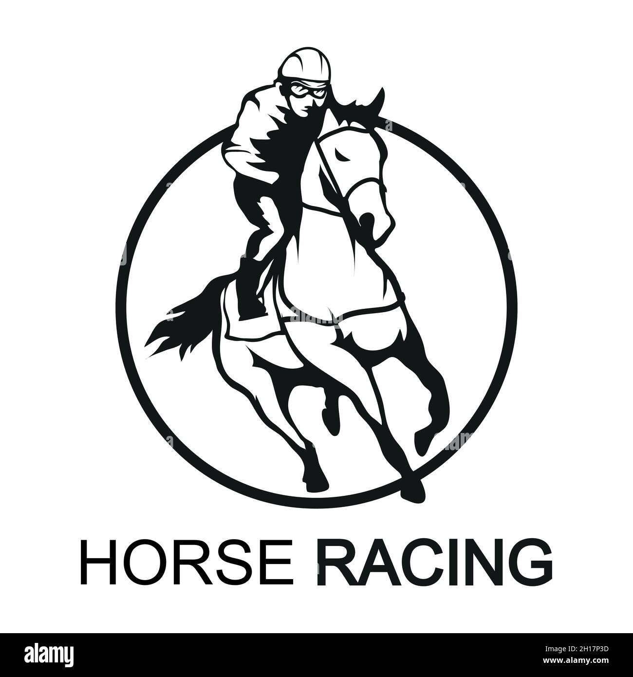 Horse racing. Jockey on racing horse running to the finish line. Race