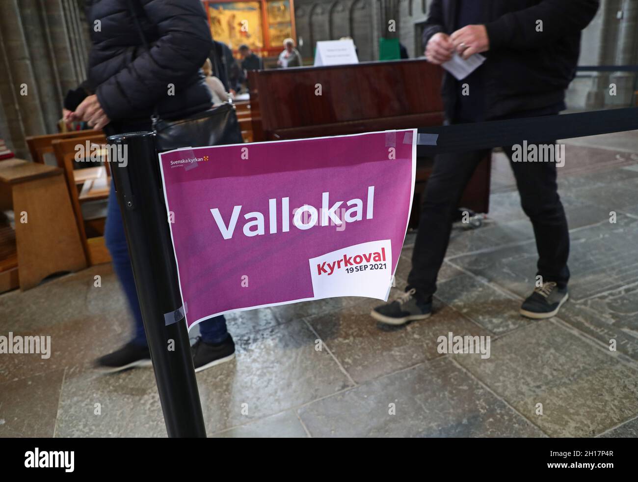 The church elections. In the picture: People who will vote in Linköping Cathedral on Sunday. Stock Photo