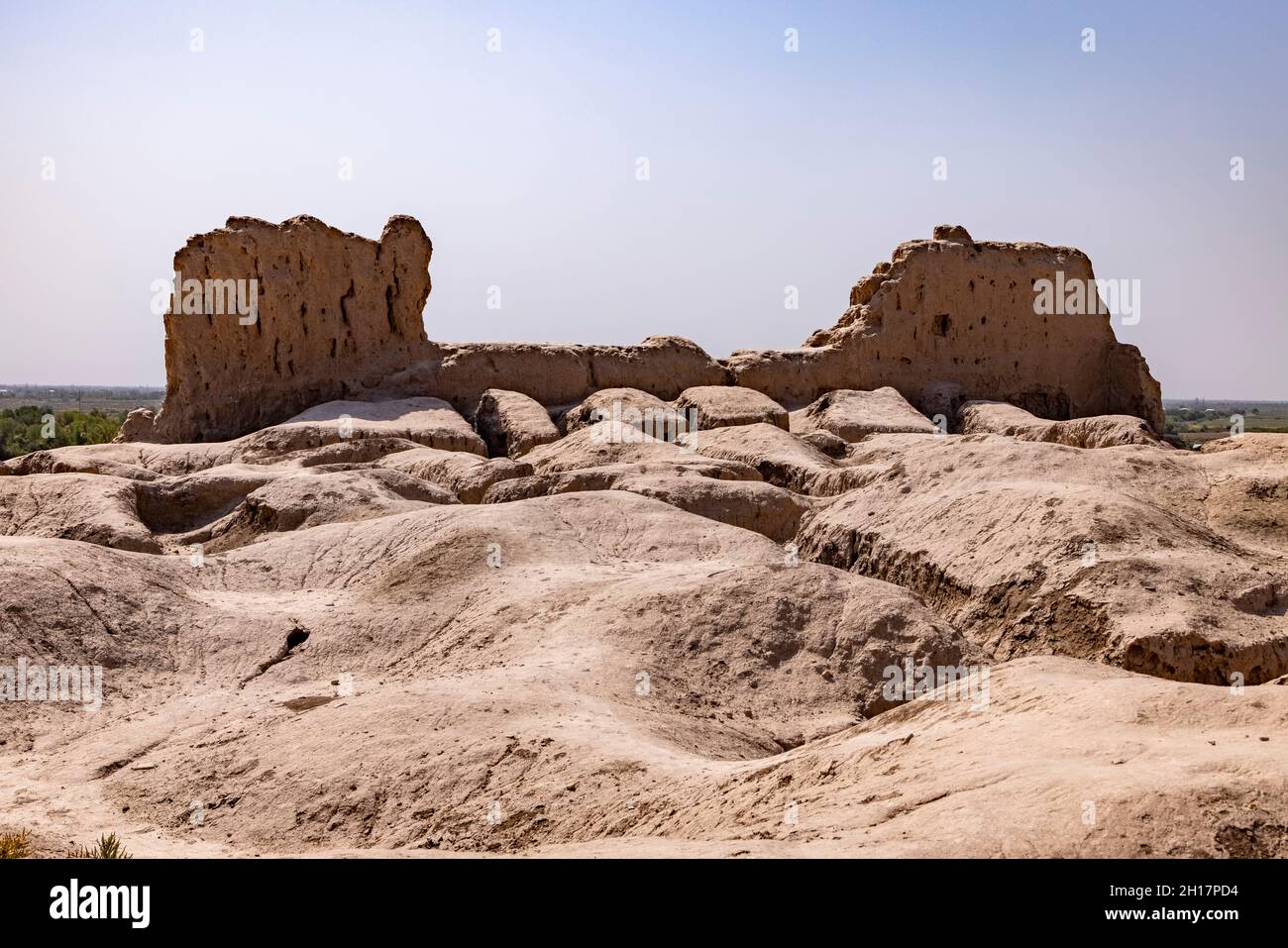 ruins of Gyaur Kala or The Fortress of the Infidels, beside Mizdarkhan, Karakalpakstan, Uzbekistan Stock Photo