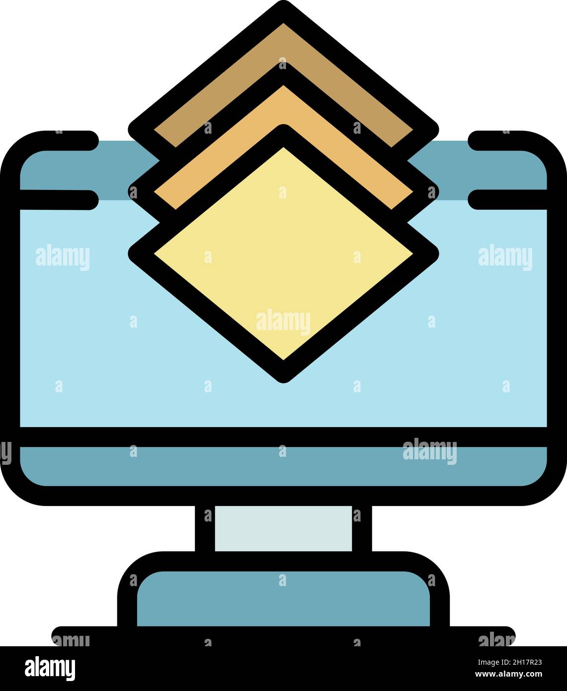 Layer editor computer icon. Outline layer editor computer vector icon color flat isolated Stock Vector