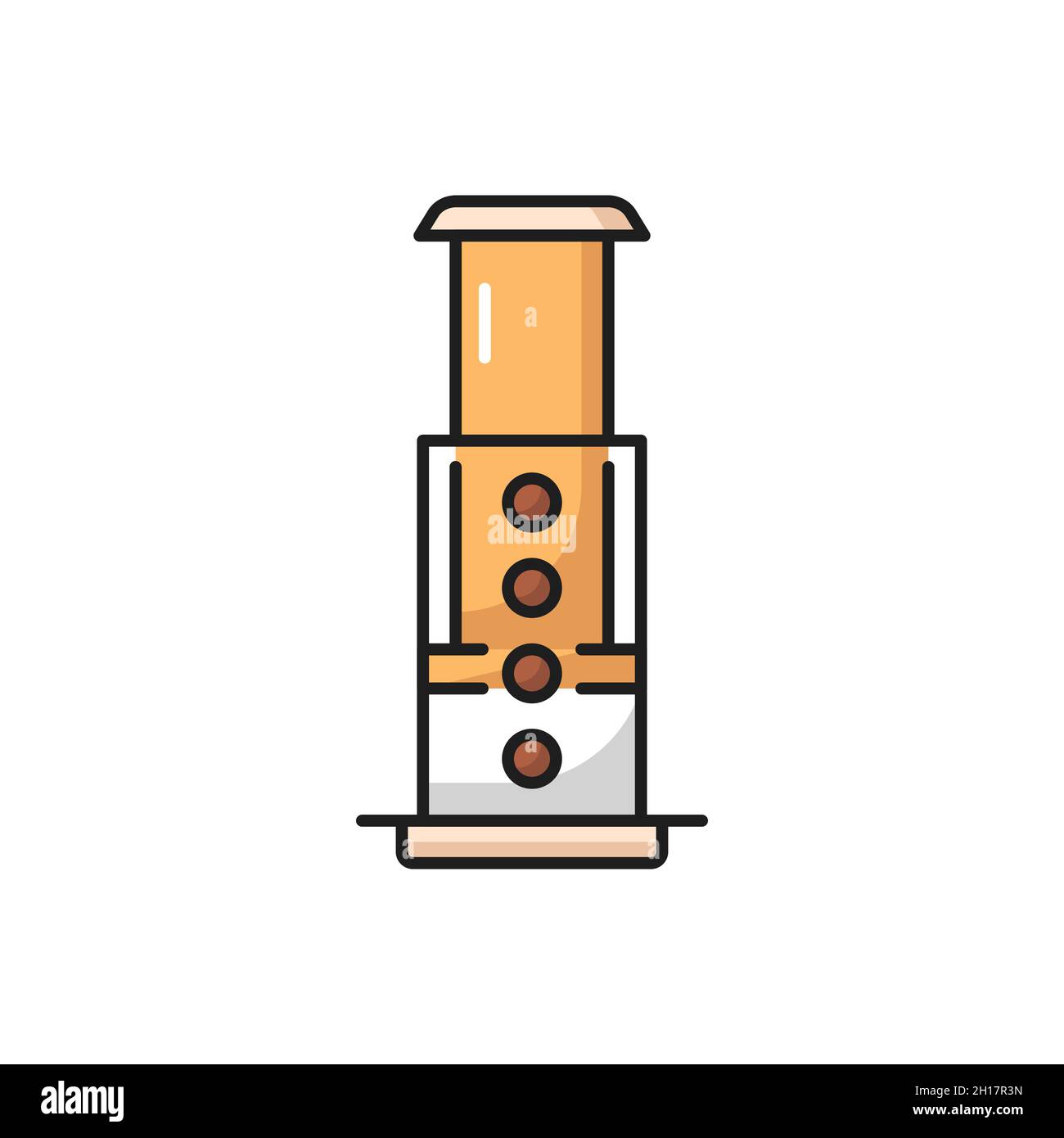 Aeropress device for making coffee isolated flat line icon. Vector