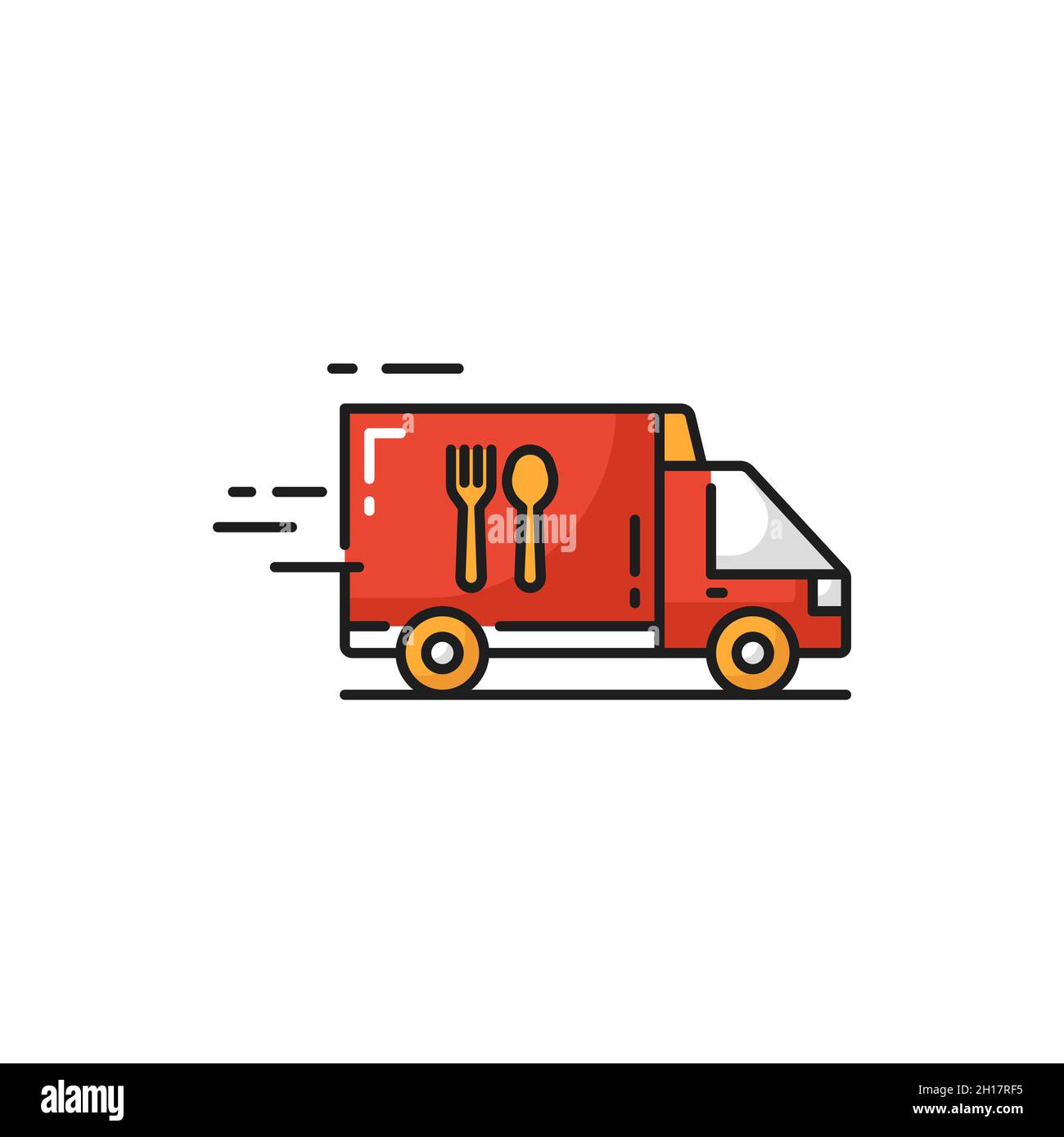 Truck van online food order quick express delivery isolated flat icon
