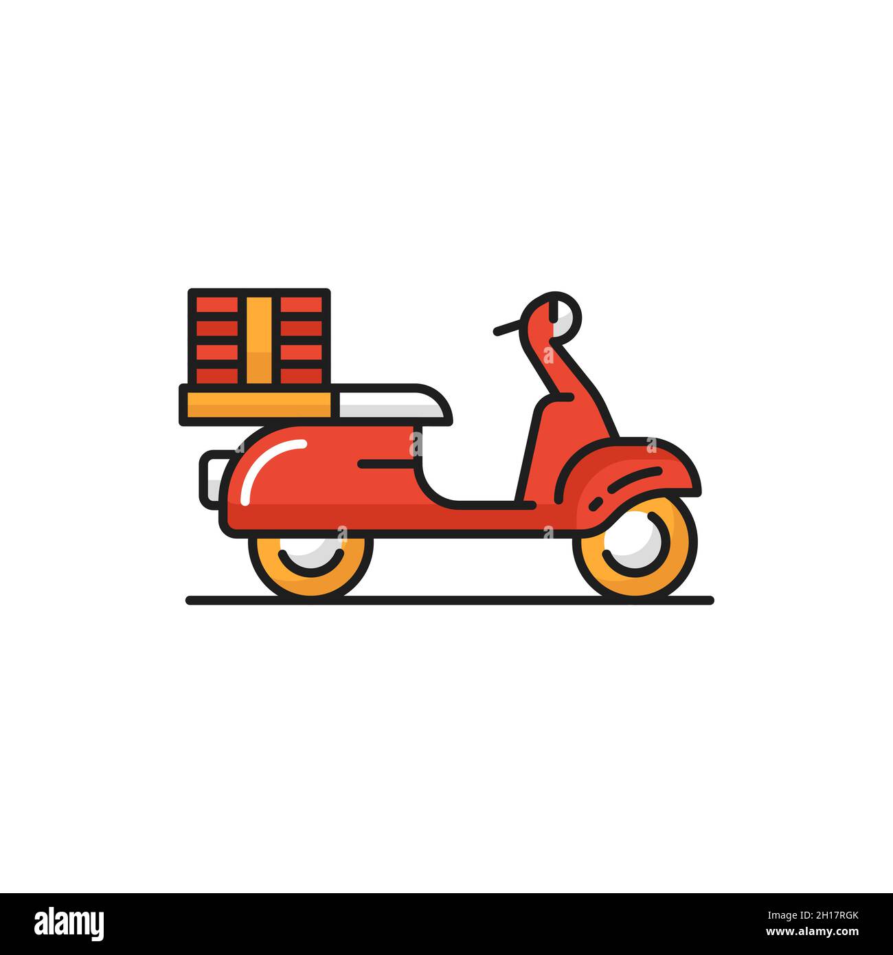 Bicycle or bike of courier, food delivery services isolated flat icon.  Vector shipping services and fast online order, red color motor bicycle.  Courie Stock Vector Image & Art - Alamy