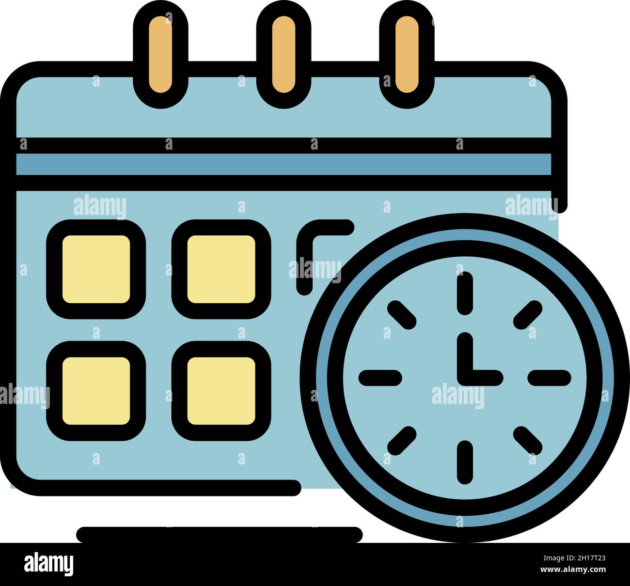 Clock calendar icon. Outline clock calendar vector icon color flat ...