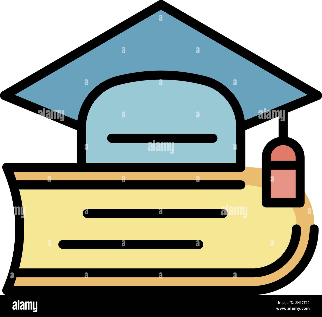 Academic hat on a textbook icon. Outline academic hat on a textbook ...