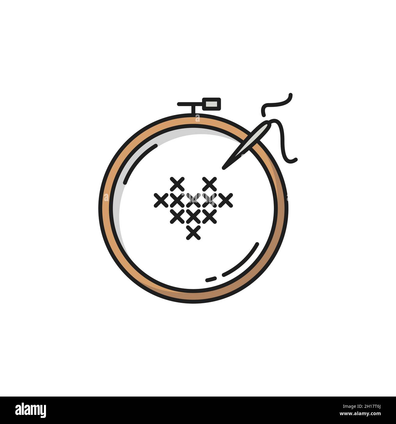 Portugal embroidery tambour with canvas isolated wooden frame with