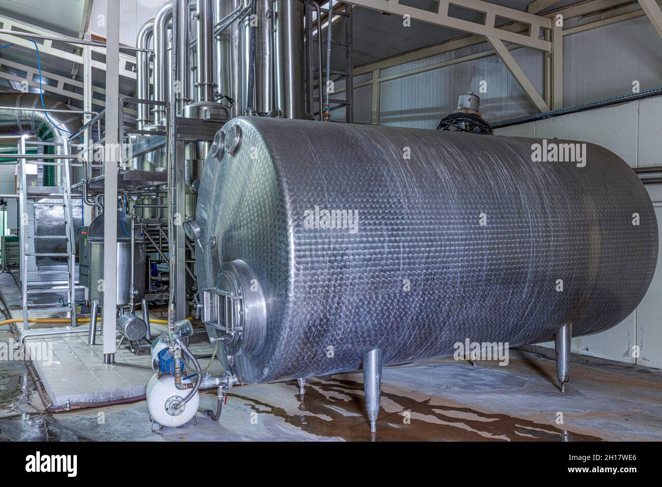 Technological equipment in modern dairy facilities.Production of dairy products. Plant, factory