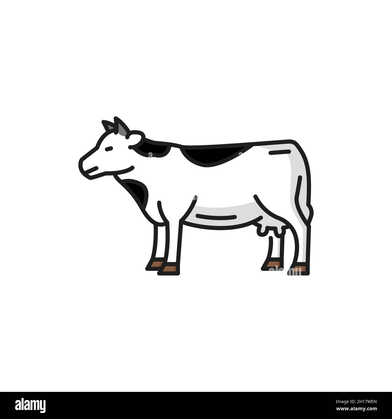 Cow livestock animal isolated spotted beef bovnie isolated flat line