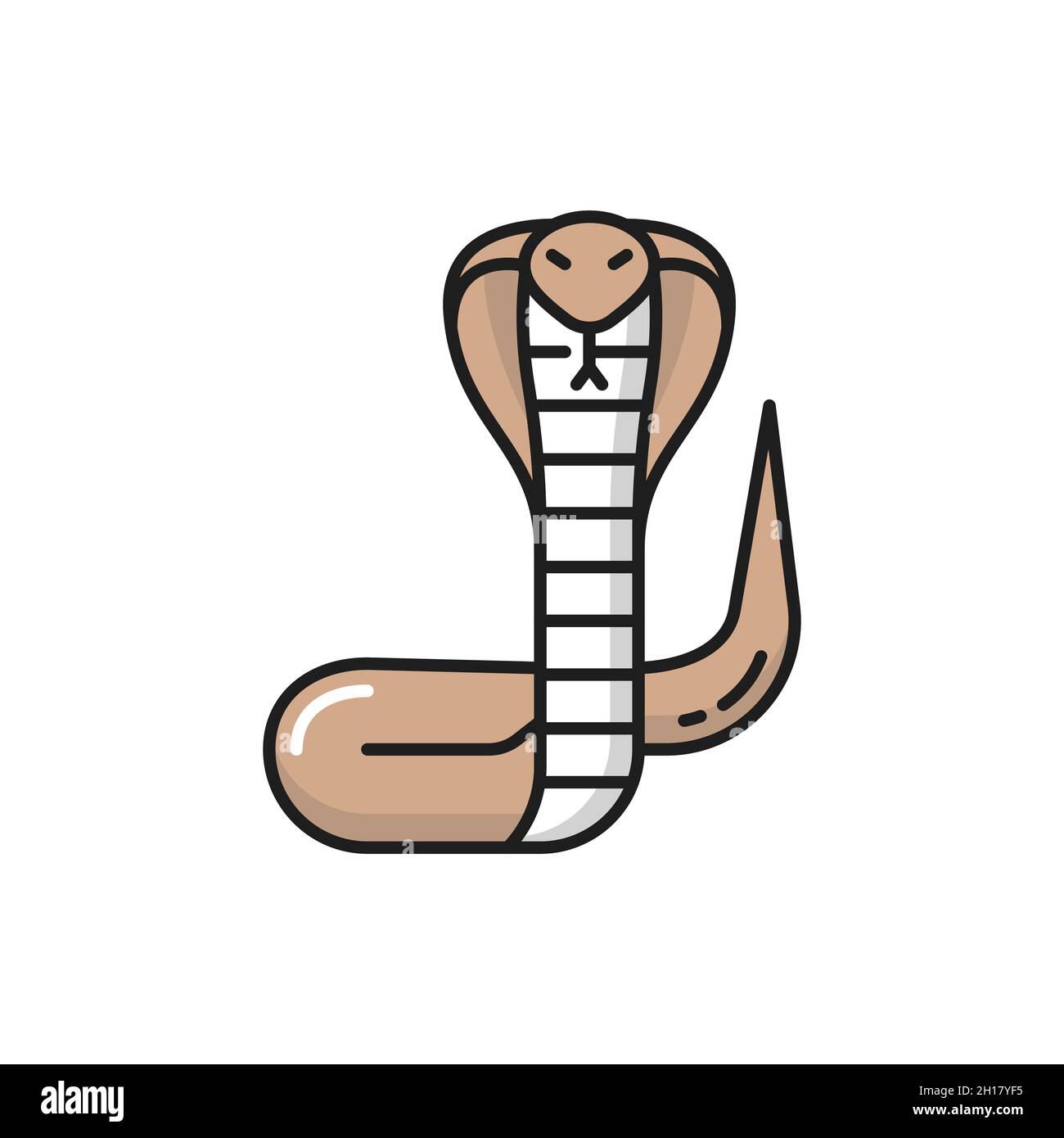 Thailand king cobra viper snake isolated color line icon. Vector poisonous crawling invertebrate carling animal, color Viper snake or rattlesnake from Stock Vector