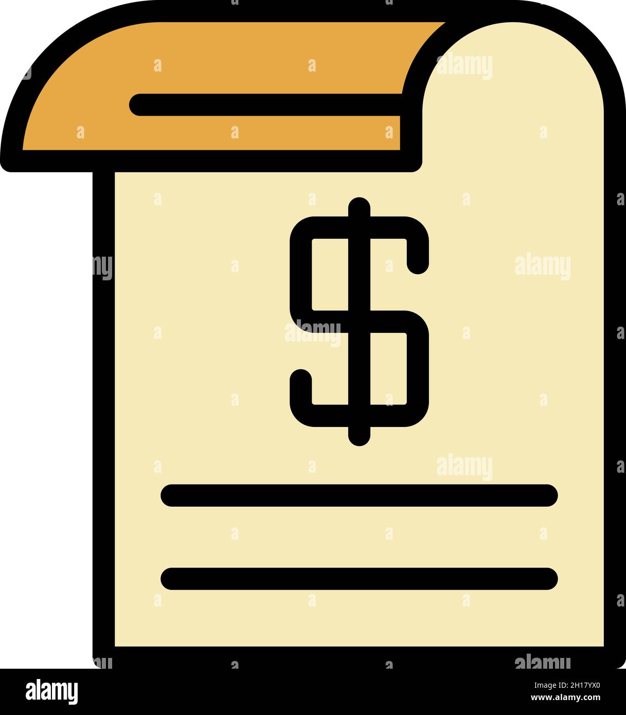 Cash check icon. Outline cash check vector icon color flat isolated Stock Vector