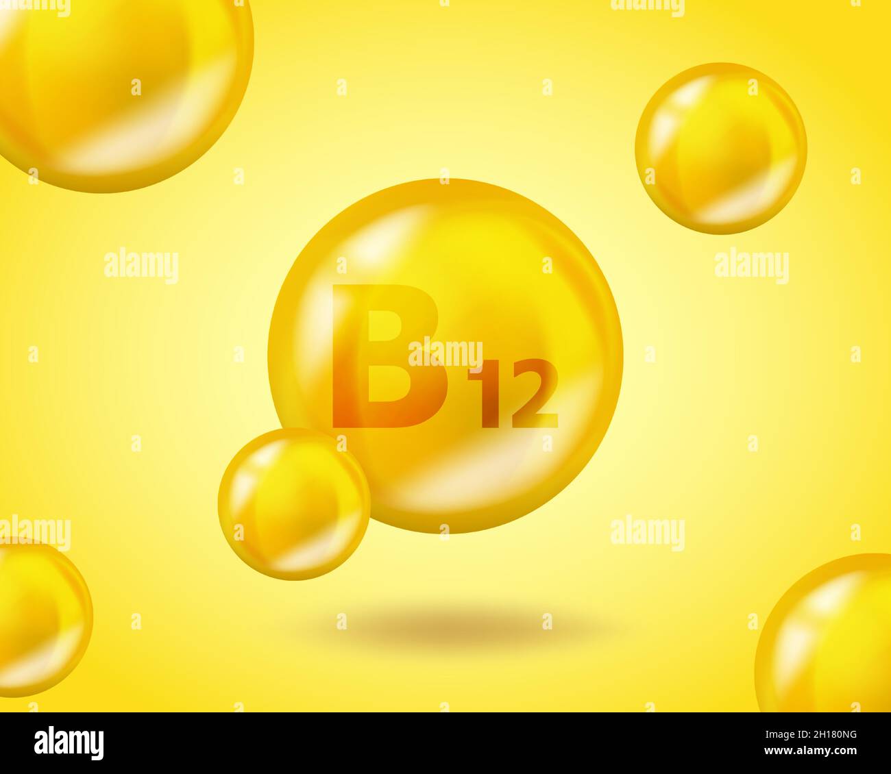 3D Vitamin drop B12 Cyanocobalamin pill capsule. Realistic B12