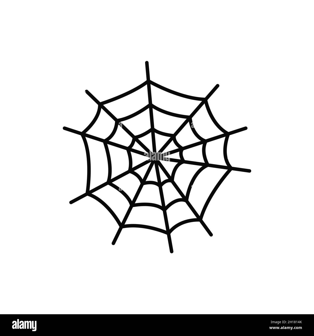 Spider net, Halloween holiday symbol cobweb isolated thin line icon. Vector tissue spiders web, round tangled net for arachnid and bugs. Spooky trap f Stock Vector