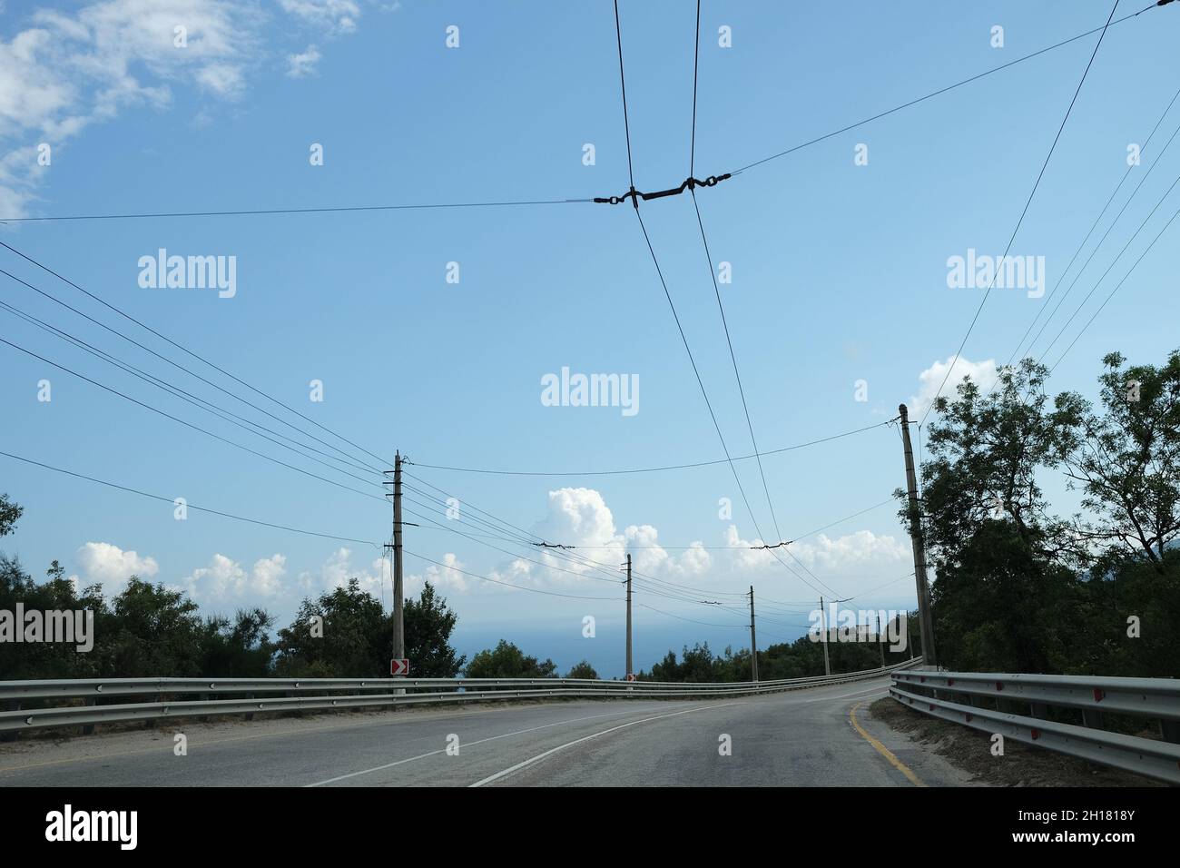 Road along the sea. Wallpaper, background 4k Stock Photo