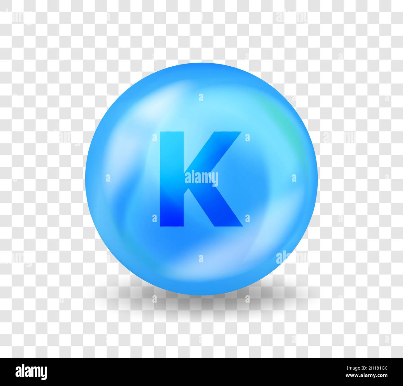 Mineral K Potassium. 3D Vitamin complex illustration concept. Blue drug